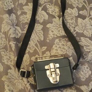 Black Box Crossbody Bag with Silver Clasp